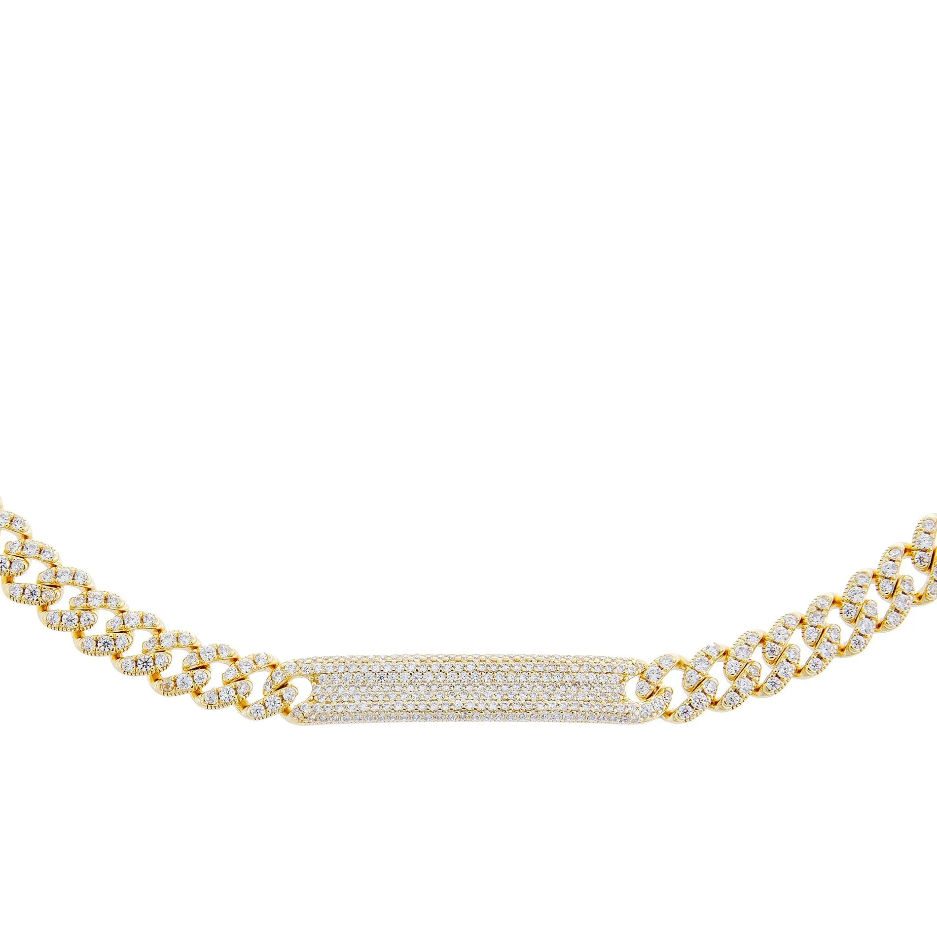 Pavé Cuban Chain ID Bar Necklace