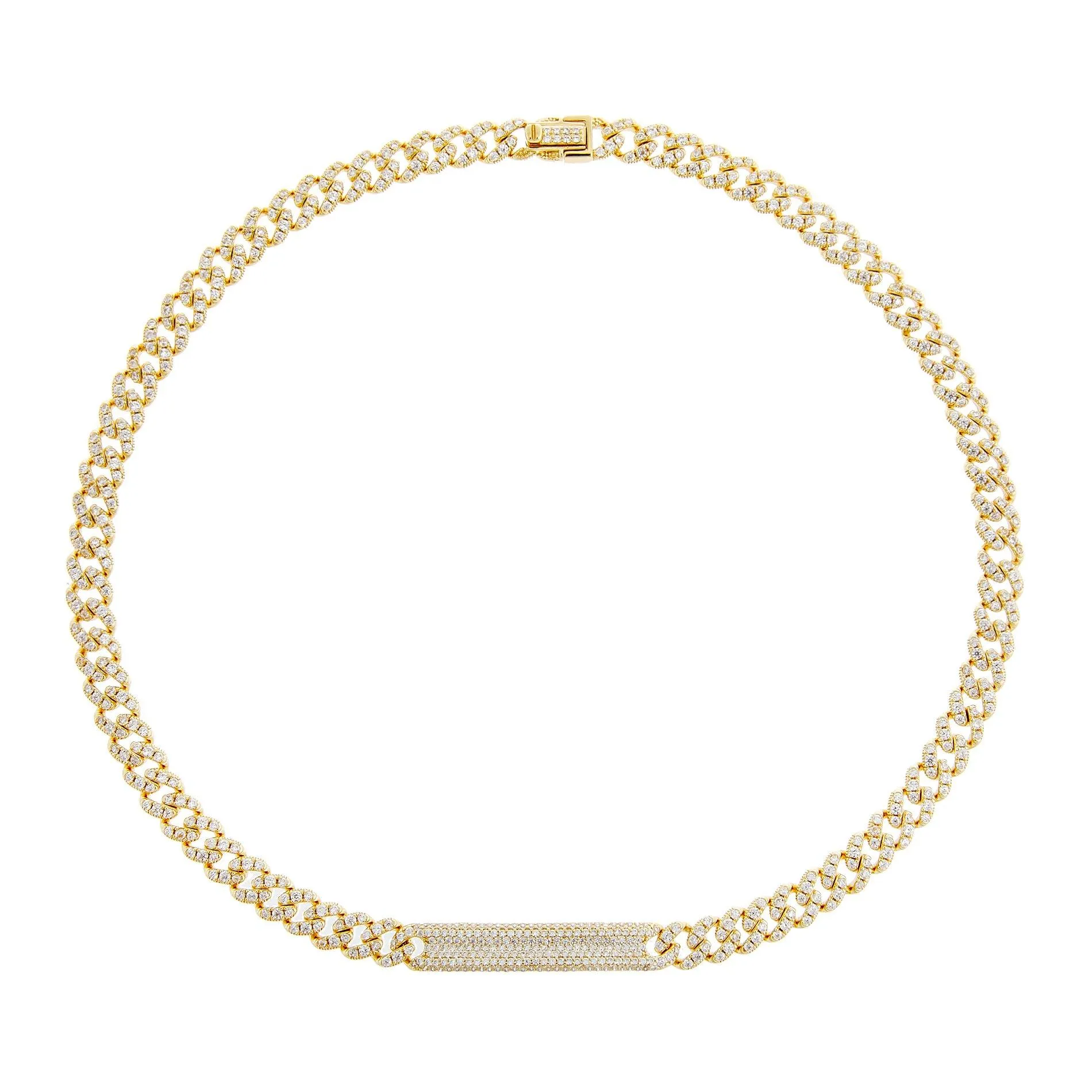 Pavé Cuban Chain ID Bar Necklace