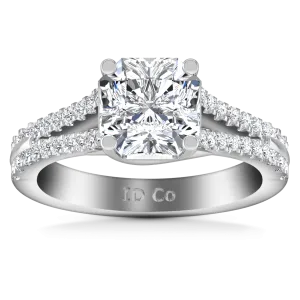 Pave Cushion Cut Diamond Engagement Ring Dahlia 14K White Gold