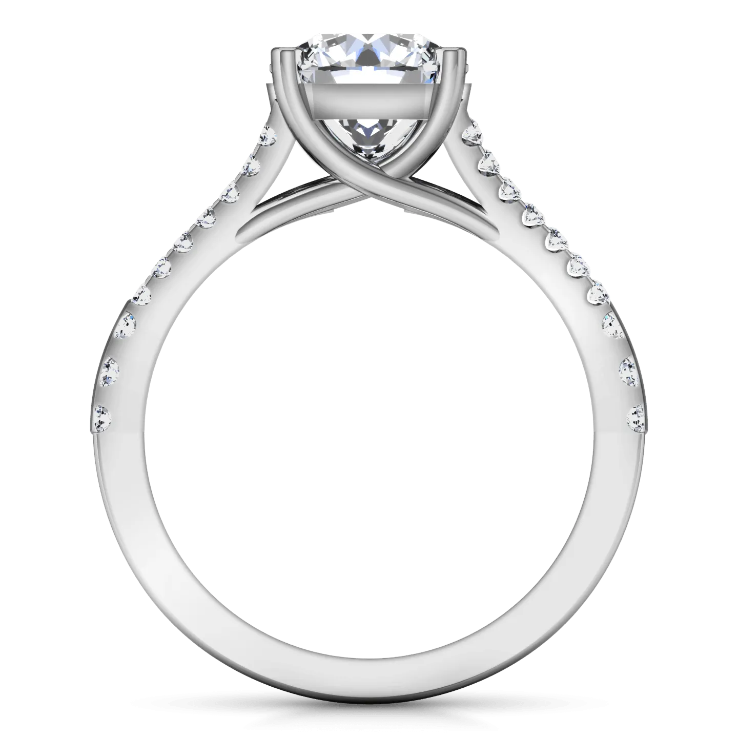 Pave Cushion Cut Diamond Engagement Ring Dahlia 14K White Gold