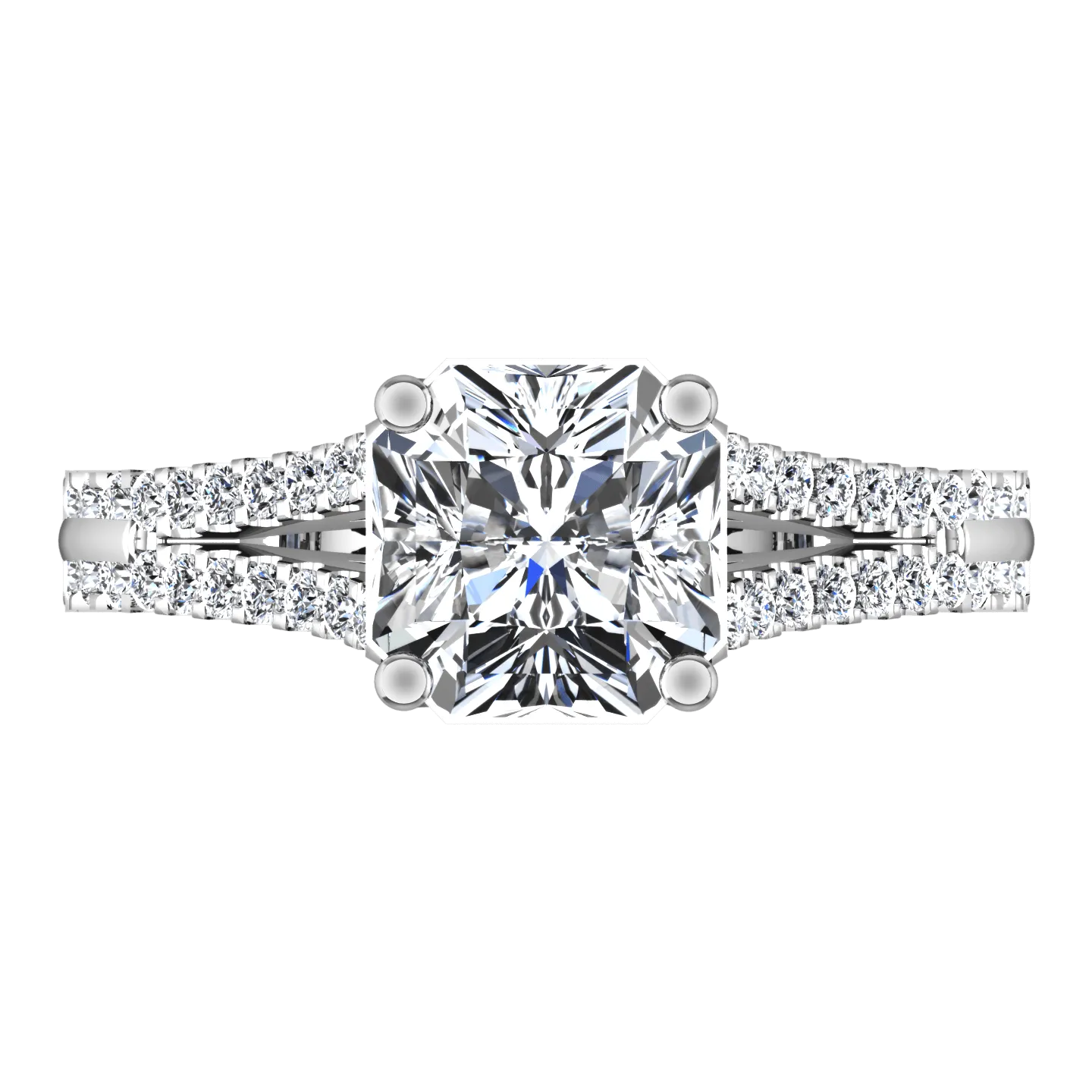 Pave Cushion Cut Diamond Engagement Ring Dahlia 14K White Gold