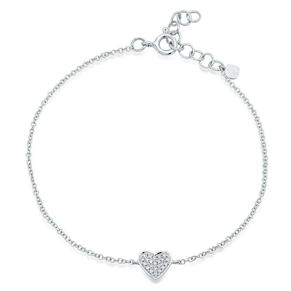 Pave Diamond Heart Chain Bracelet