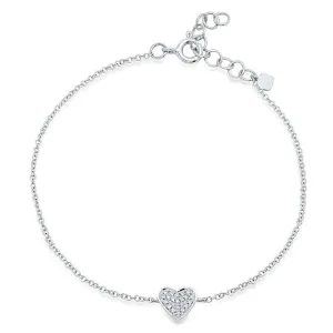 Pave Diamond Heart Chain Bracelet
