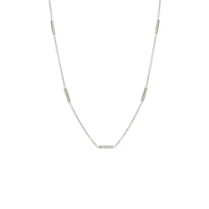 Pave Diamond Horizontal Tiny Bars Station Necklace