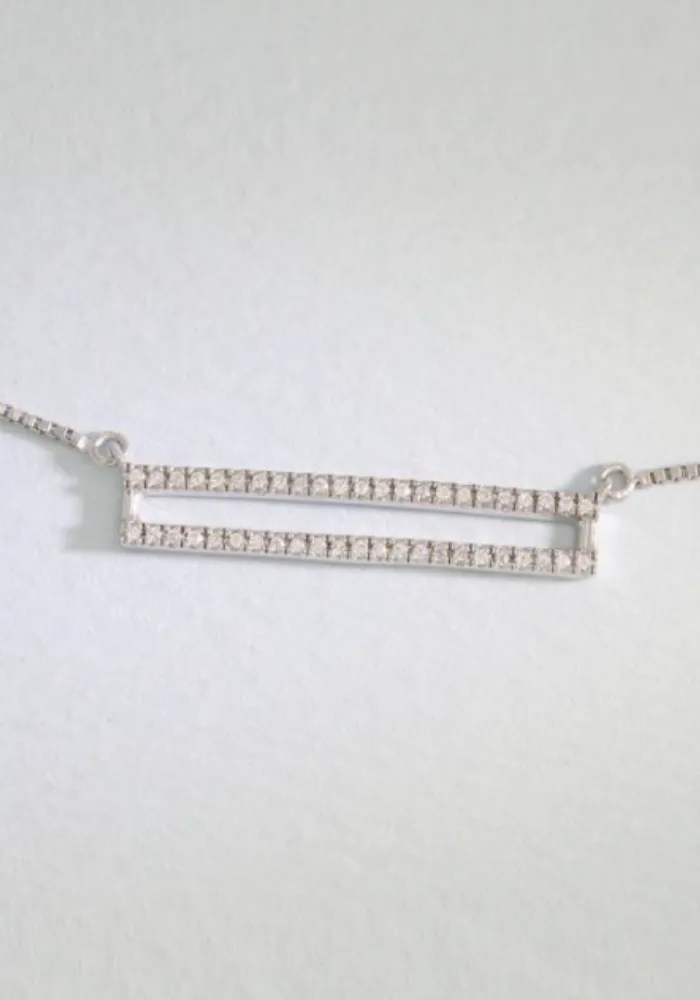 Pave Diamond Set the Bar Necklace