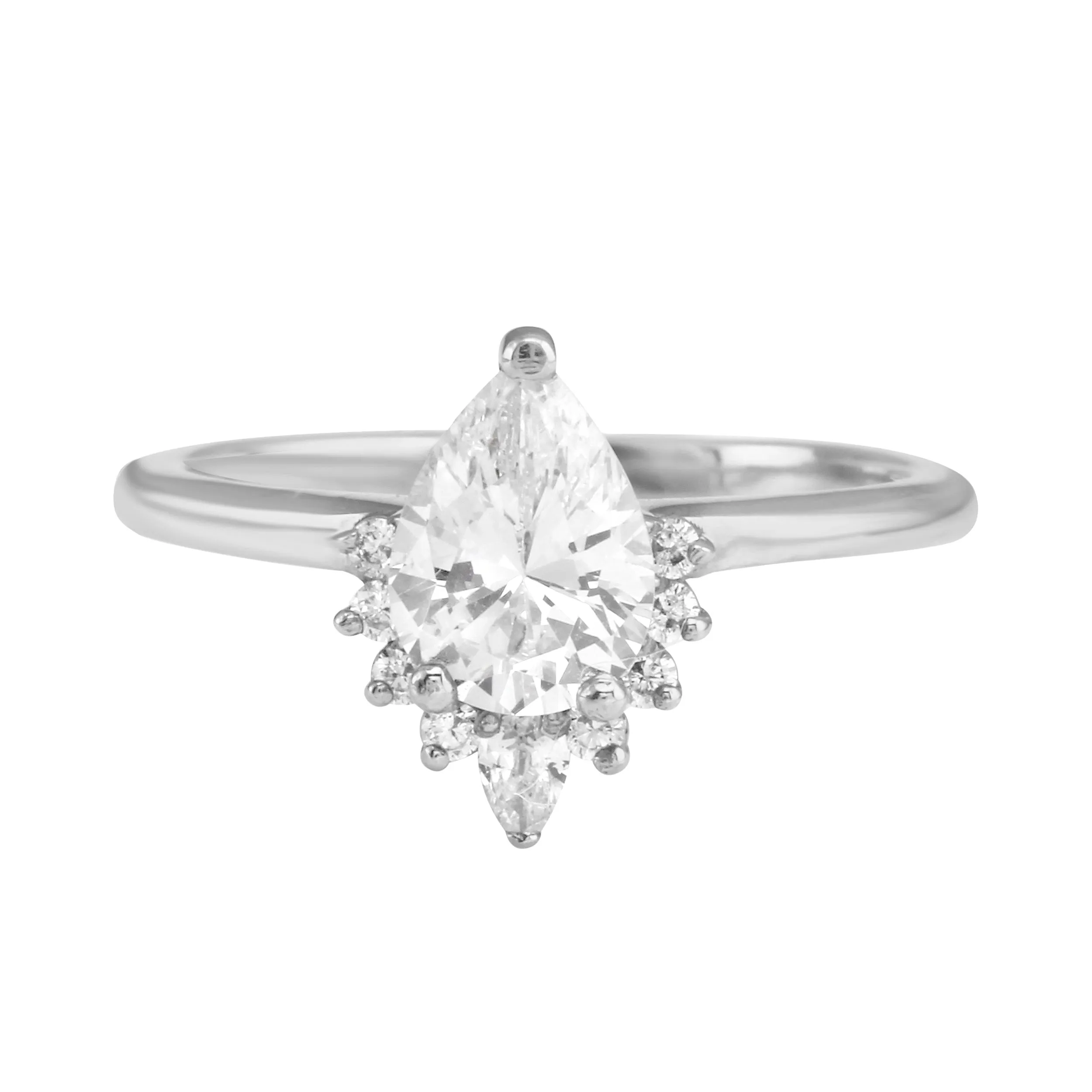 Pear Diamond Half Starburst Halo Engagement Ring Setting