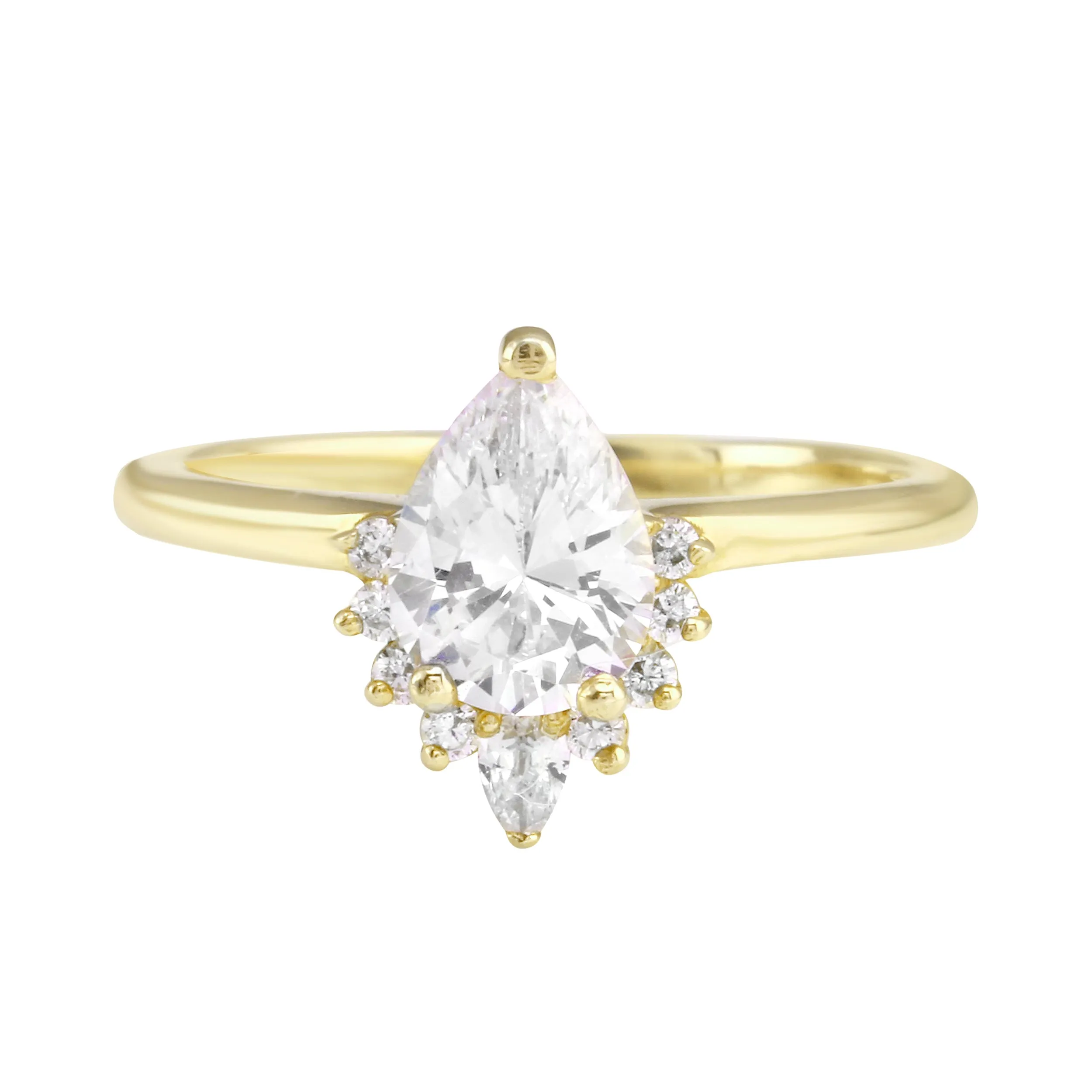 Pear Diamond Half Starburst Halo Engagement Ring Setting