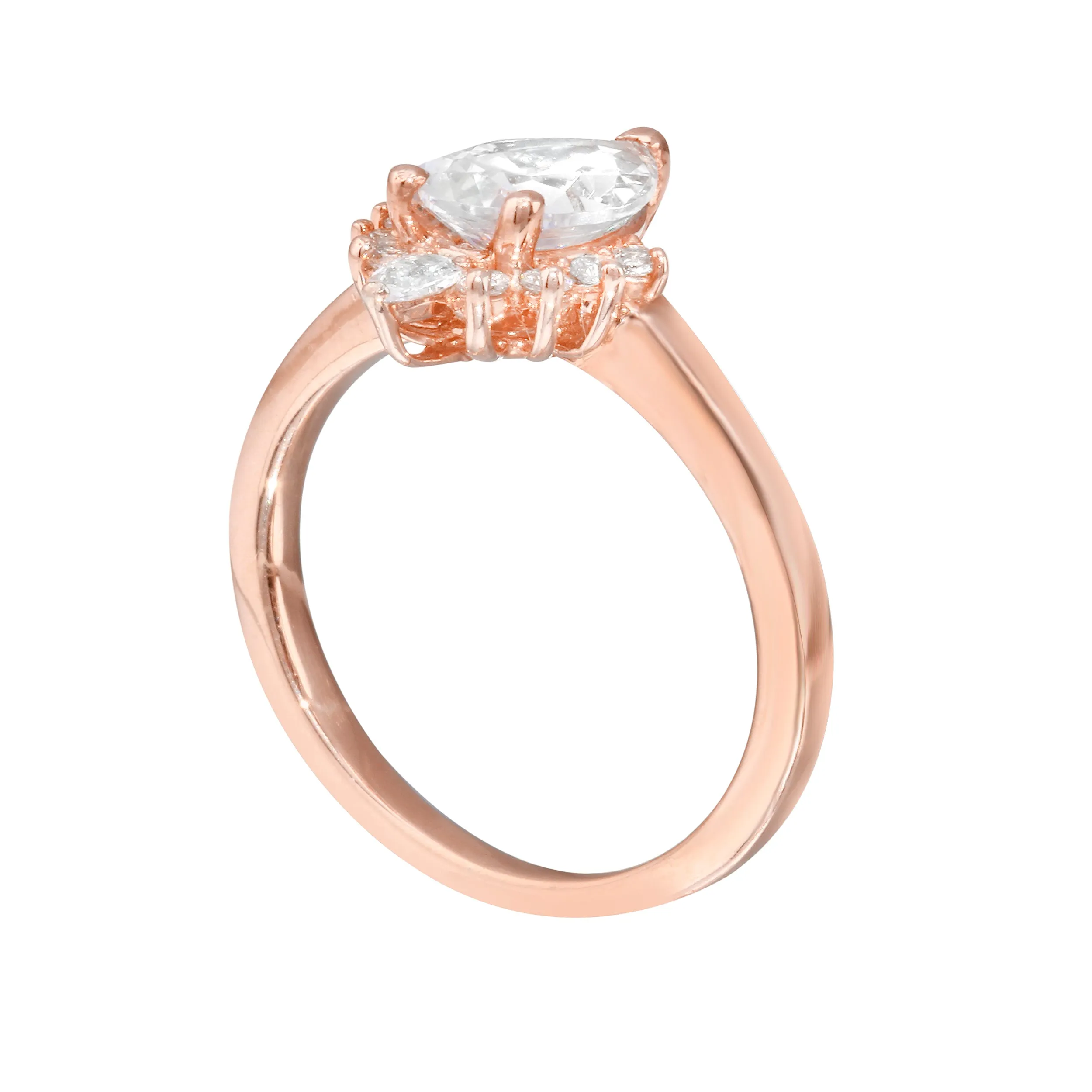 Pear Diamond Half Starburst Halo Engagement Ring Setting