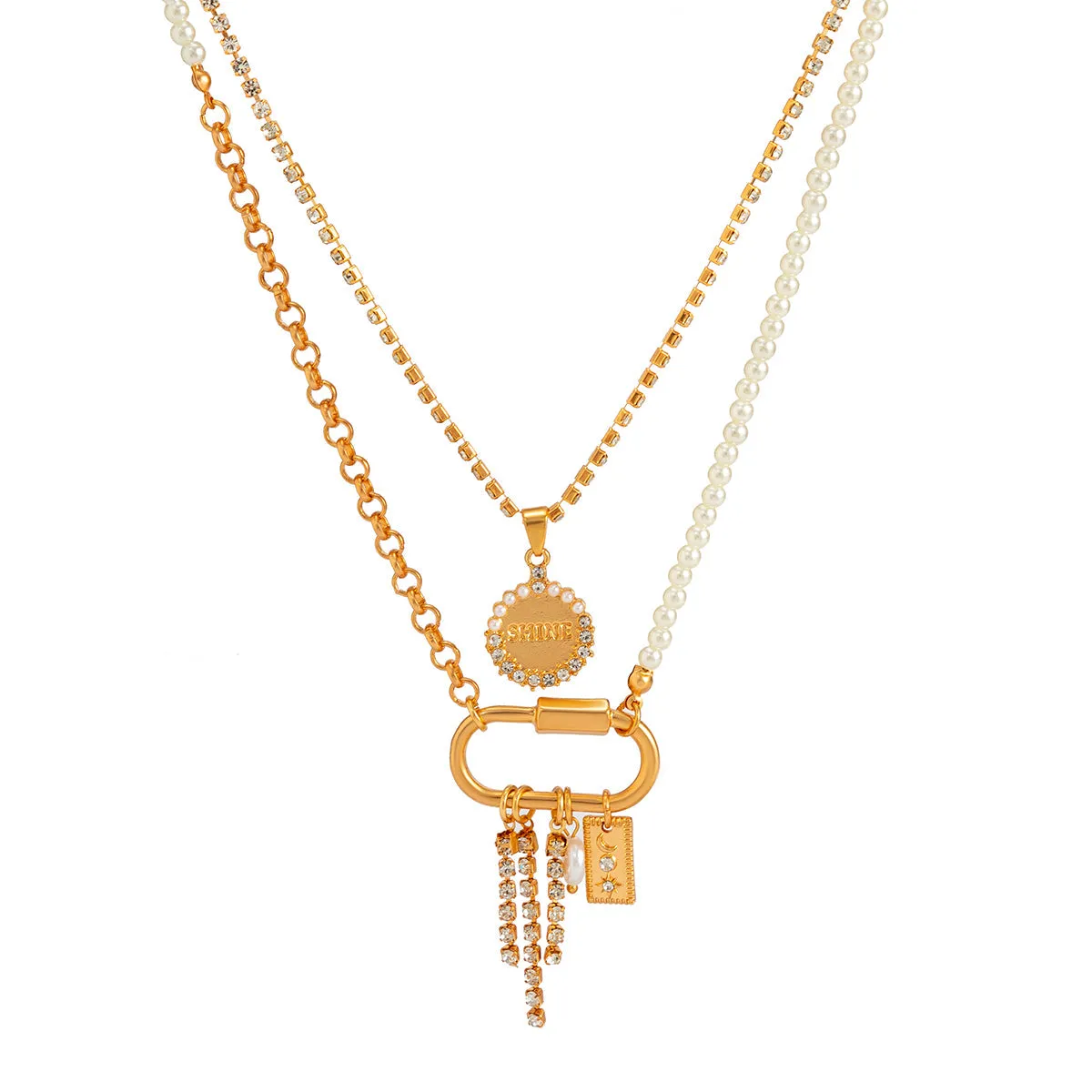 Pearl & Cubic Zirconia 18K Gold-Plated 'Shine' Pendant Necklace Set