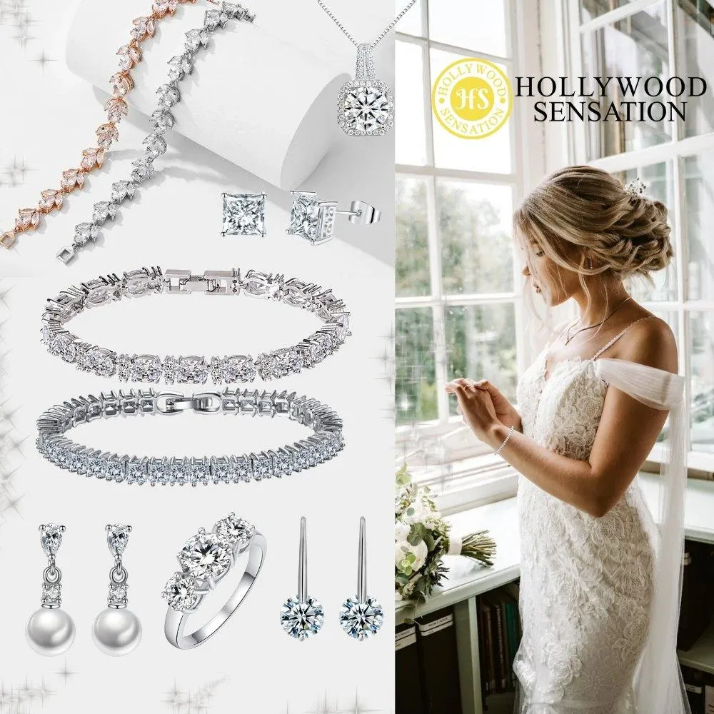 Pearl Drop Earrings with Cubic Zirconia  Accents Earrings