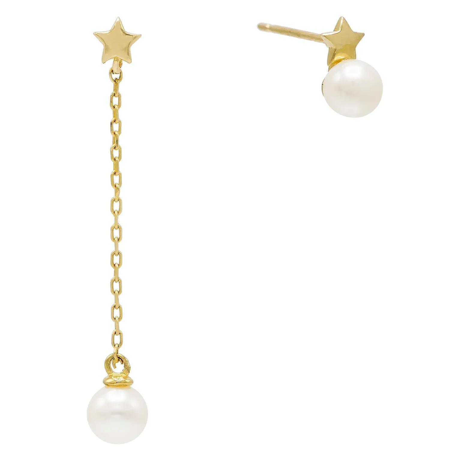 Pearl Star Stud Earring 14K