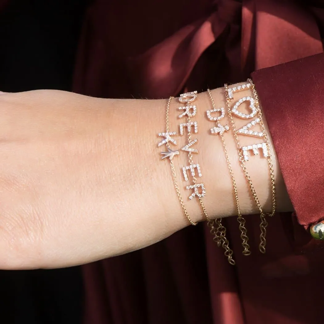 Personalized Diamond Bracelet  & Diamond Boy Charm 18K Gold