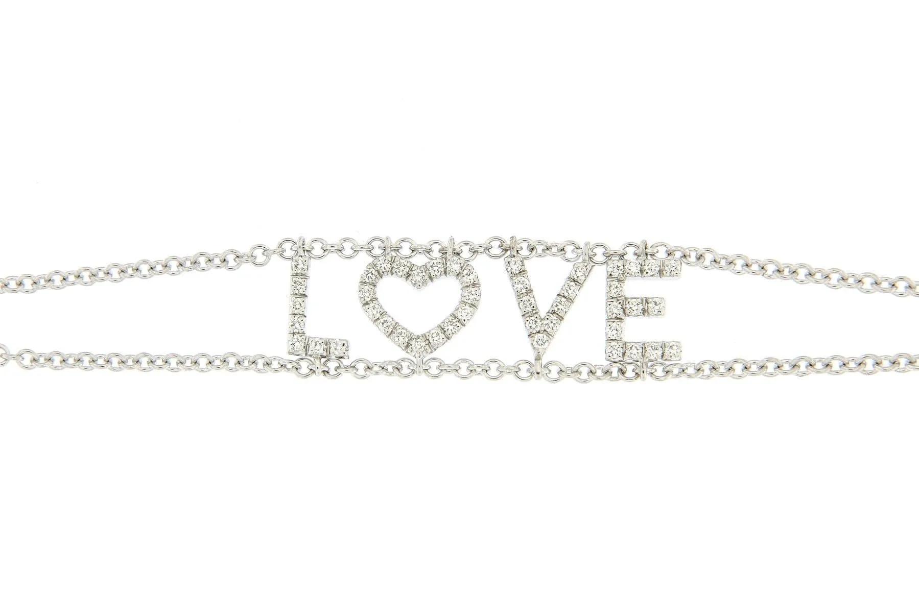 Personalized Diamond Bracelet Multiple Letters, Double Chain 18K Gold