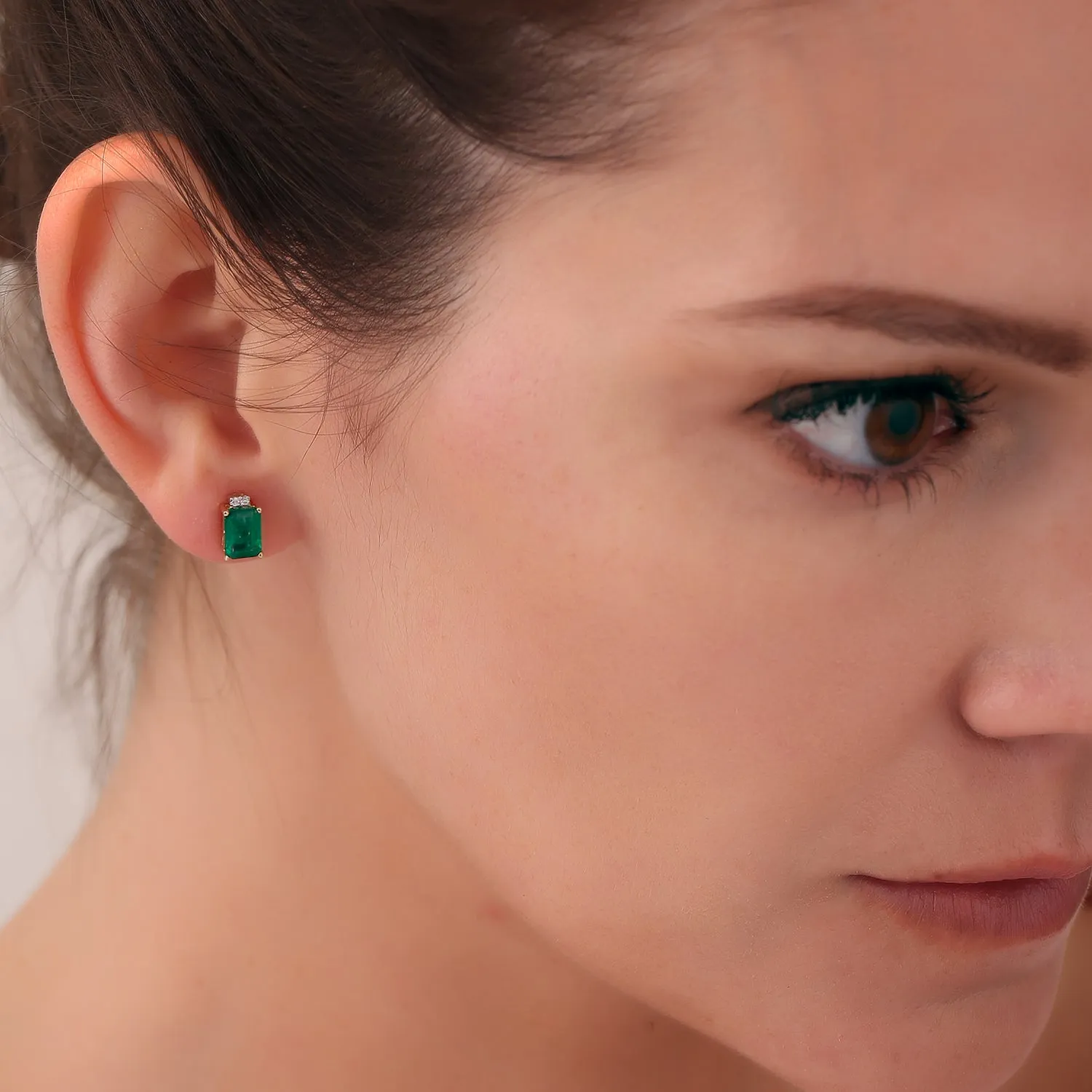 Petite Emerald Rectangular Earrings