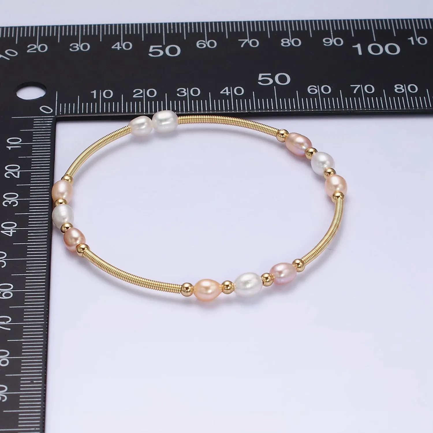 Petite Pearl Cuff Bracelet White or Pink Pearls Gold Filled Cuff bracelet Textured Bracelet WA1864 WA1865