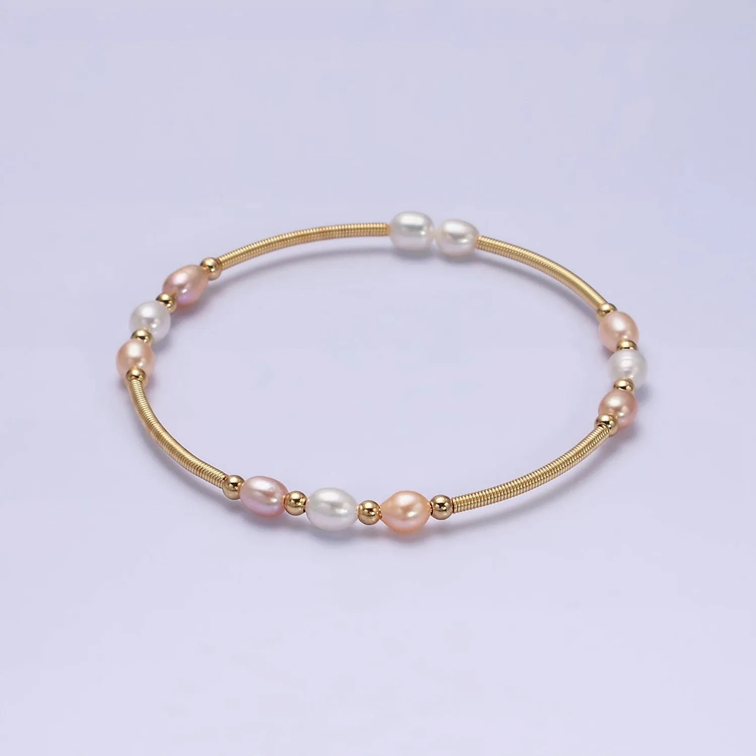 Petite Pearl Cuff Bracelet White or Pink Pearls Gold Filled Cuff bracelet Textured Bracelet WA1864 WA1865