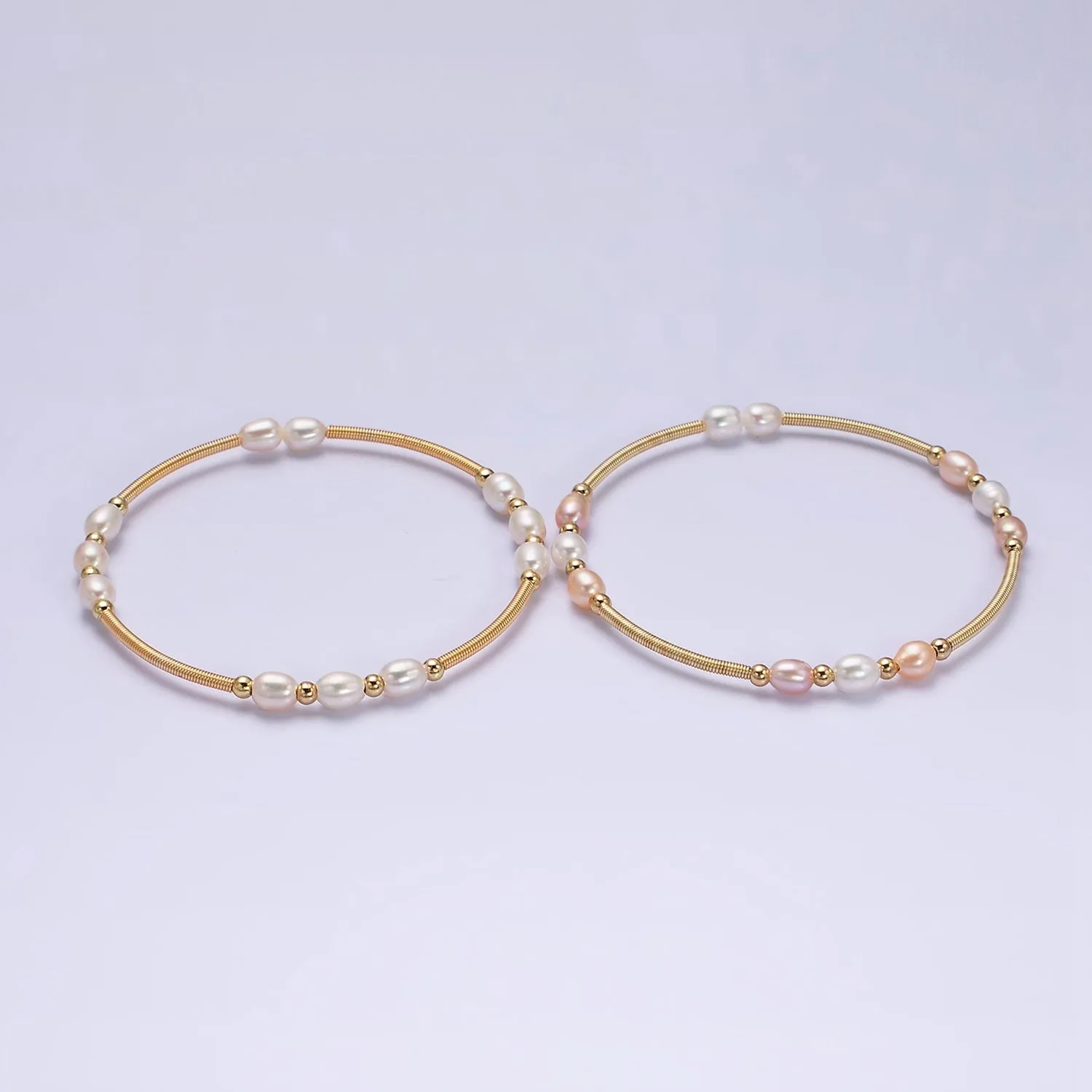 Petite Pearl Cuff Bracelet White or Pink Pearls Gold Filled Cuff bracelet Textured Bracelet WA1864 WA1865
