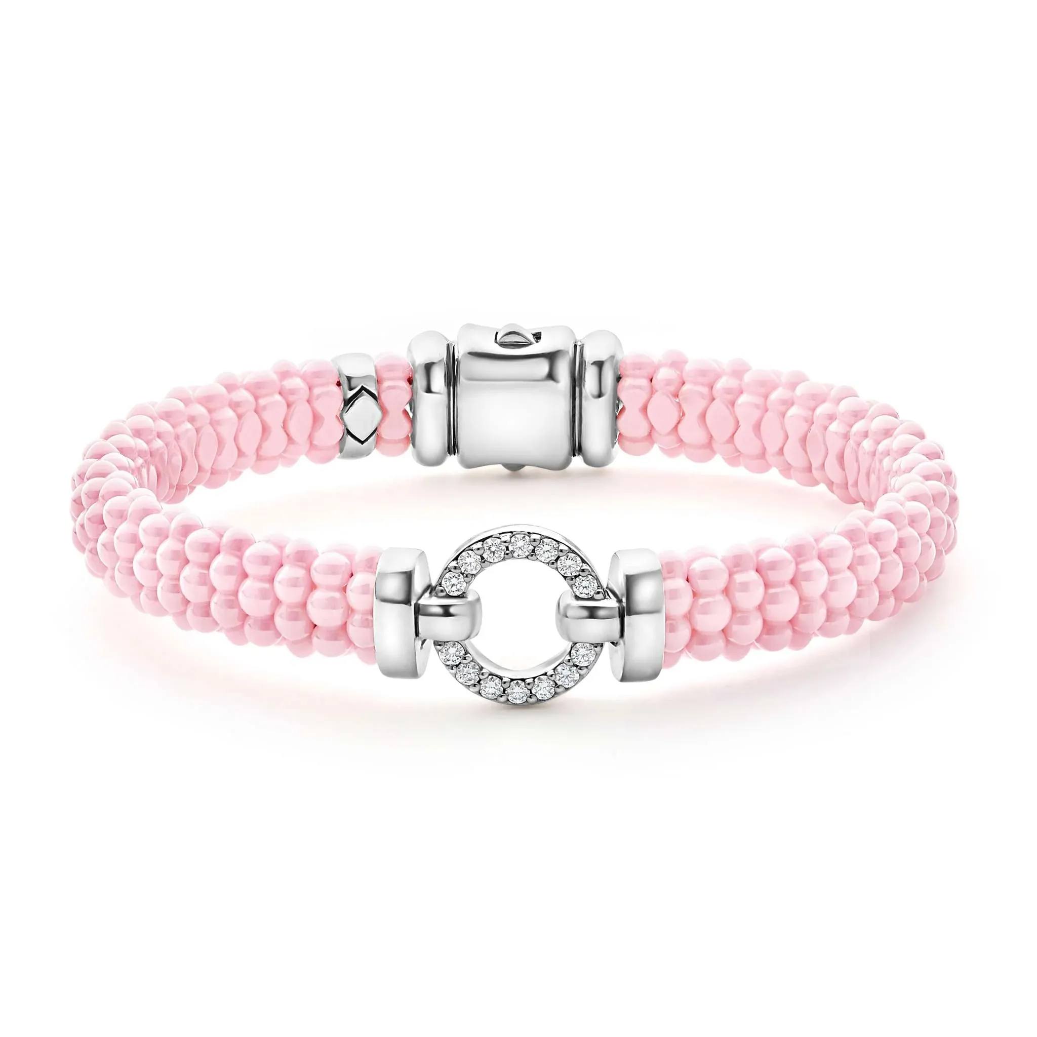 Pink Ceramic Diamond Circle Bracelet | 9mm