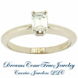 Platinum 0.50 Carat Emerald Diamond Engagement Ring