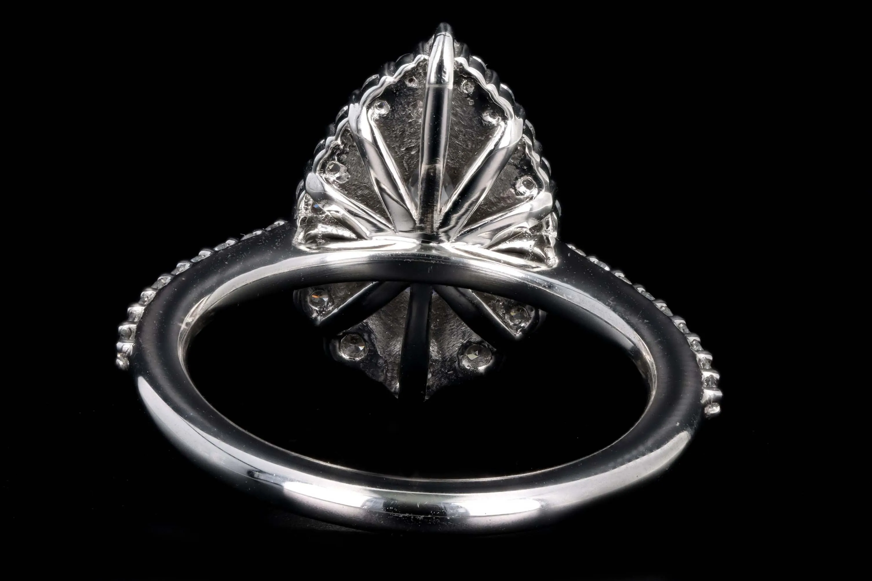 Platinum 1.63 Carat Pear Cut Diamond Graduated Halo Engagement Ring GIA Certified