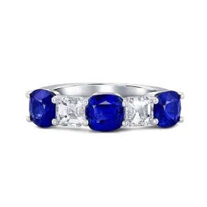Platinum 2.36ctw Sapphire 0.83ctw Diamond Half Band Ring