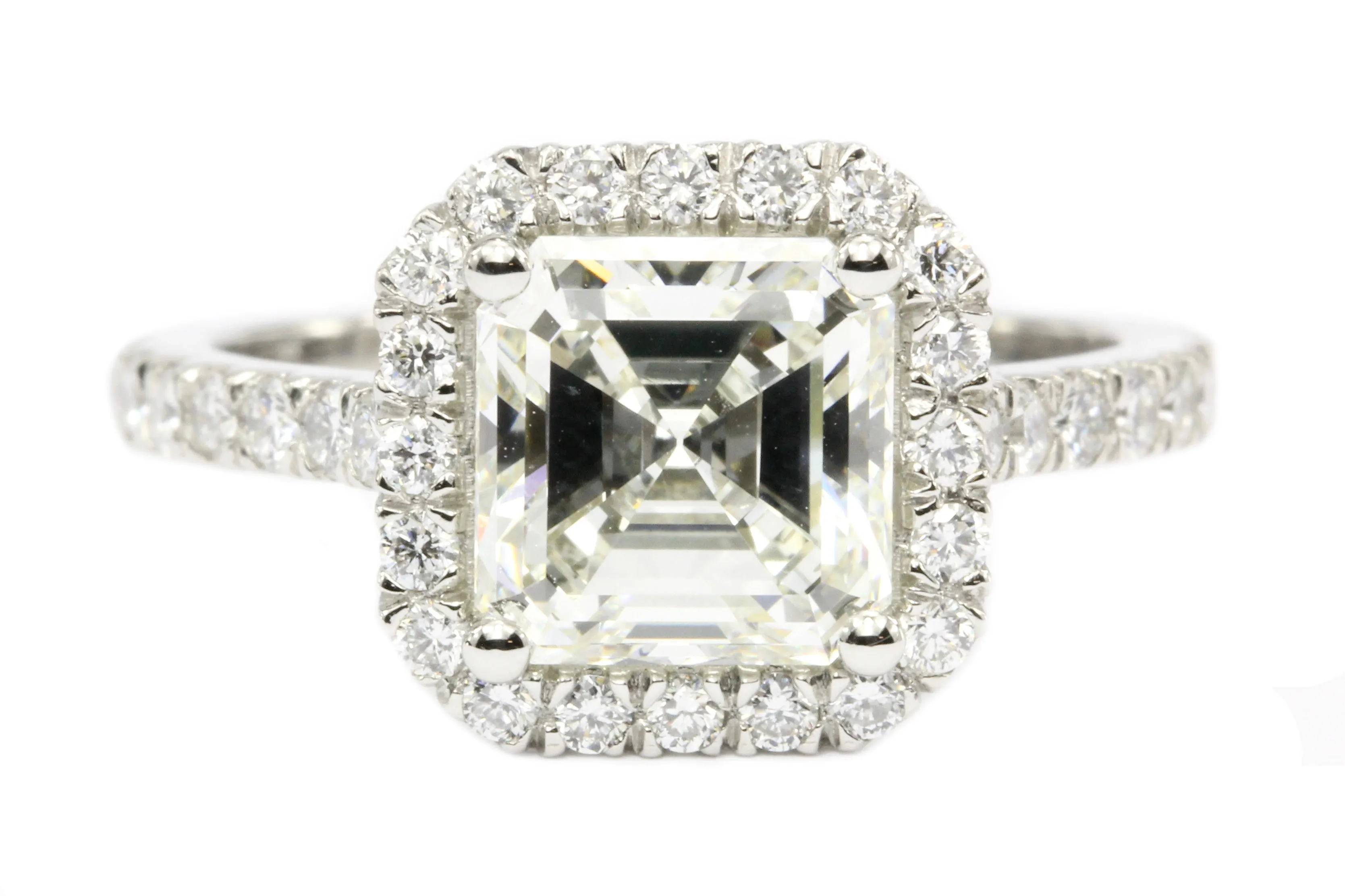 Platinum 2.3CT Asscher Cut Diamond Engagement Ring GIA Paperwork