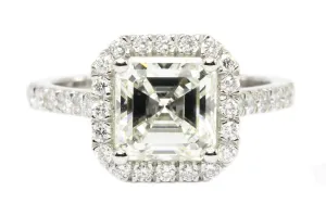 Platinum 2.3CT Asscher Cut Diamond Engagement Ring GIA Paperwork
