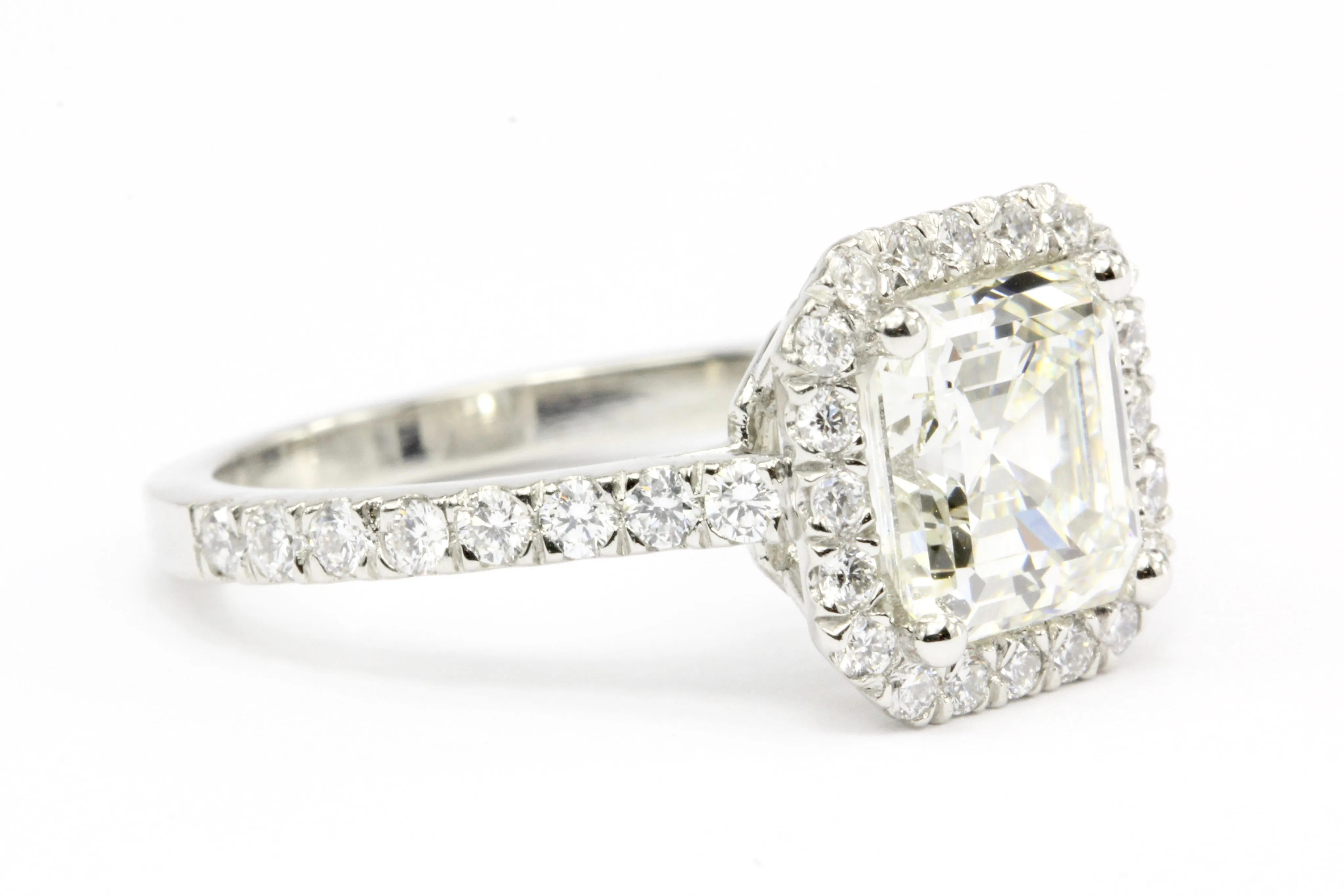 Platinum 2.3CT Asscher Cut Diamond Engagement Ring GIA Paperwork