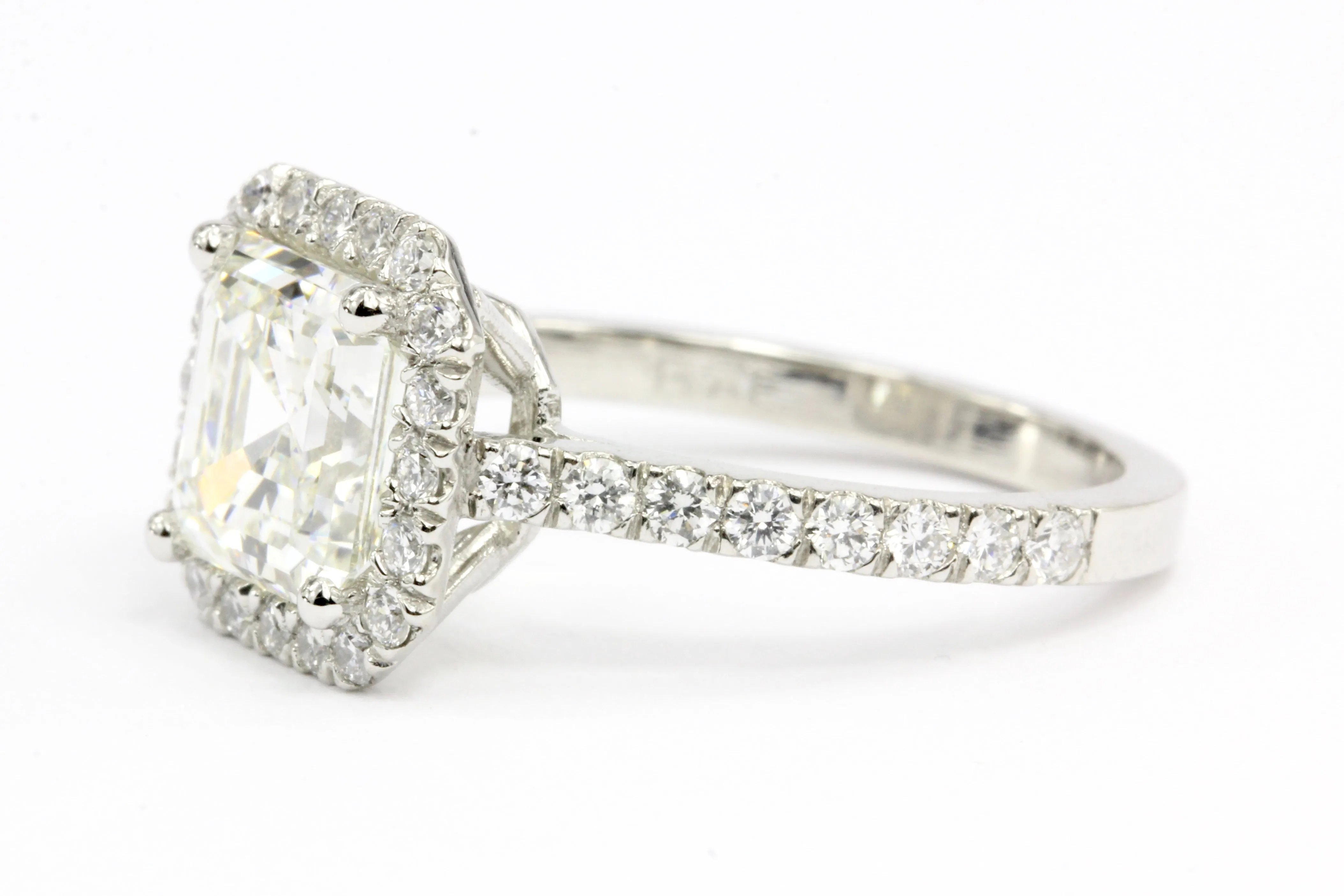 Platinum 2.3CT Asscher Cut Diamond Engagement Ring GIA Paperwork