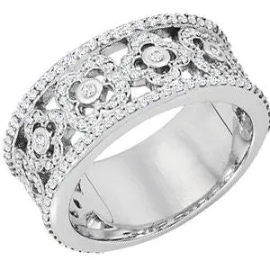 Platinum 3/4 CTW Diamond Etruscan Anniversary Band, Size 7