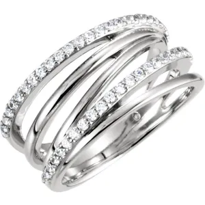 Platinum Criss Cross Ring, Size 7