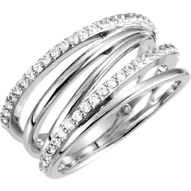 Platinum Criss Cross Ring, Size 7