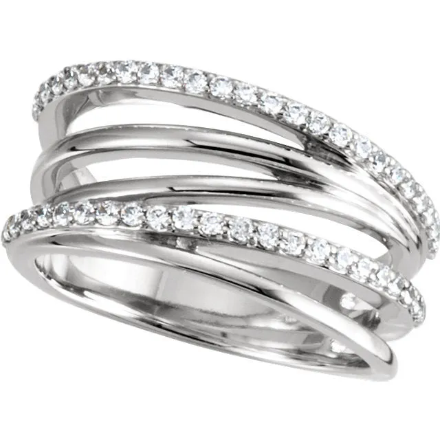 Platinum Criss Cross Ring, Size 7