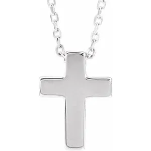 Platinum Petite Cross 16-18" Necklace