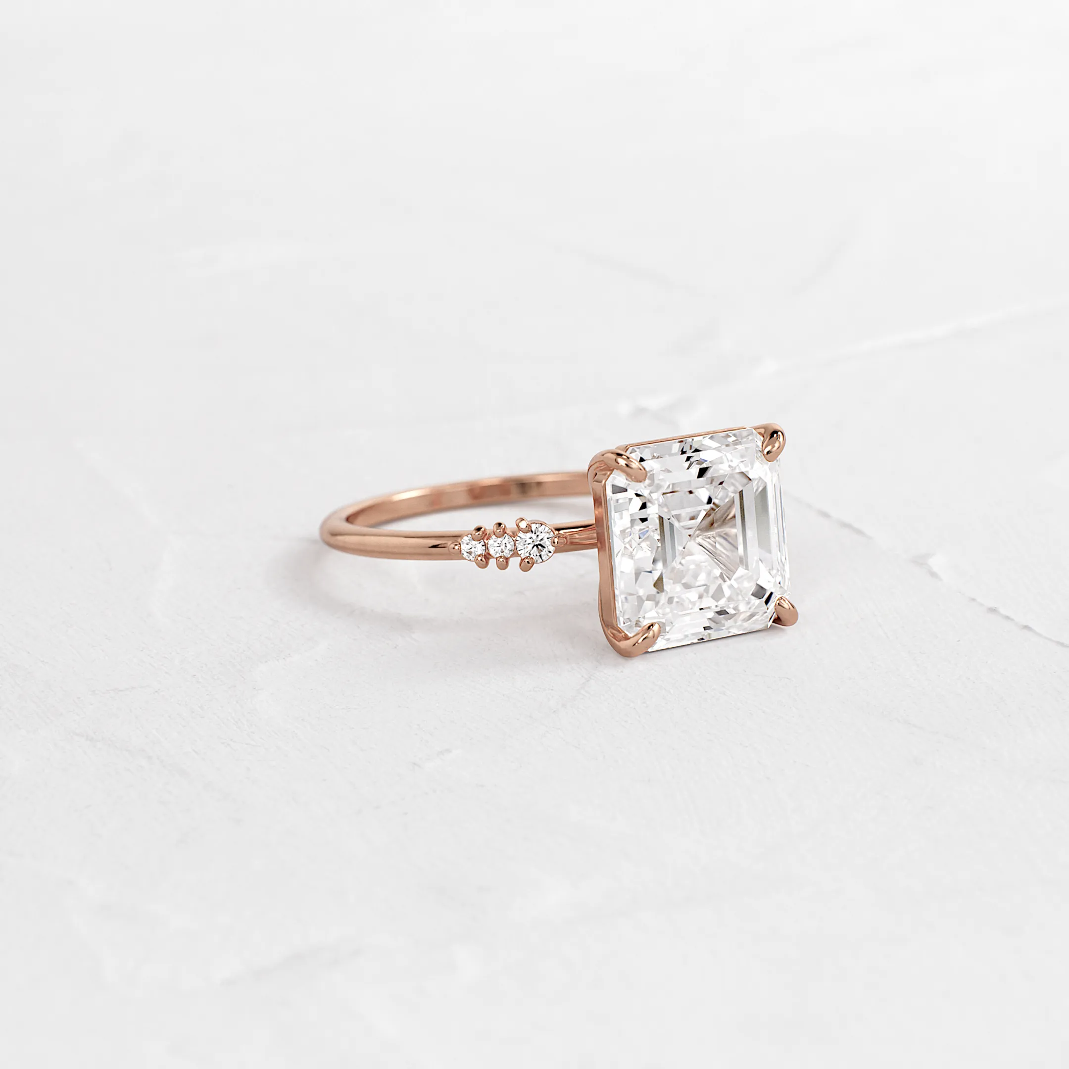 Poppy Seed Ring, Asscher Cut