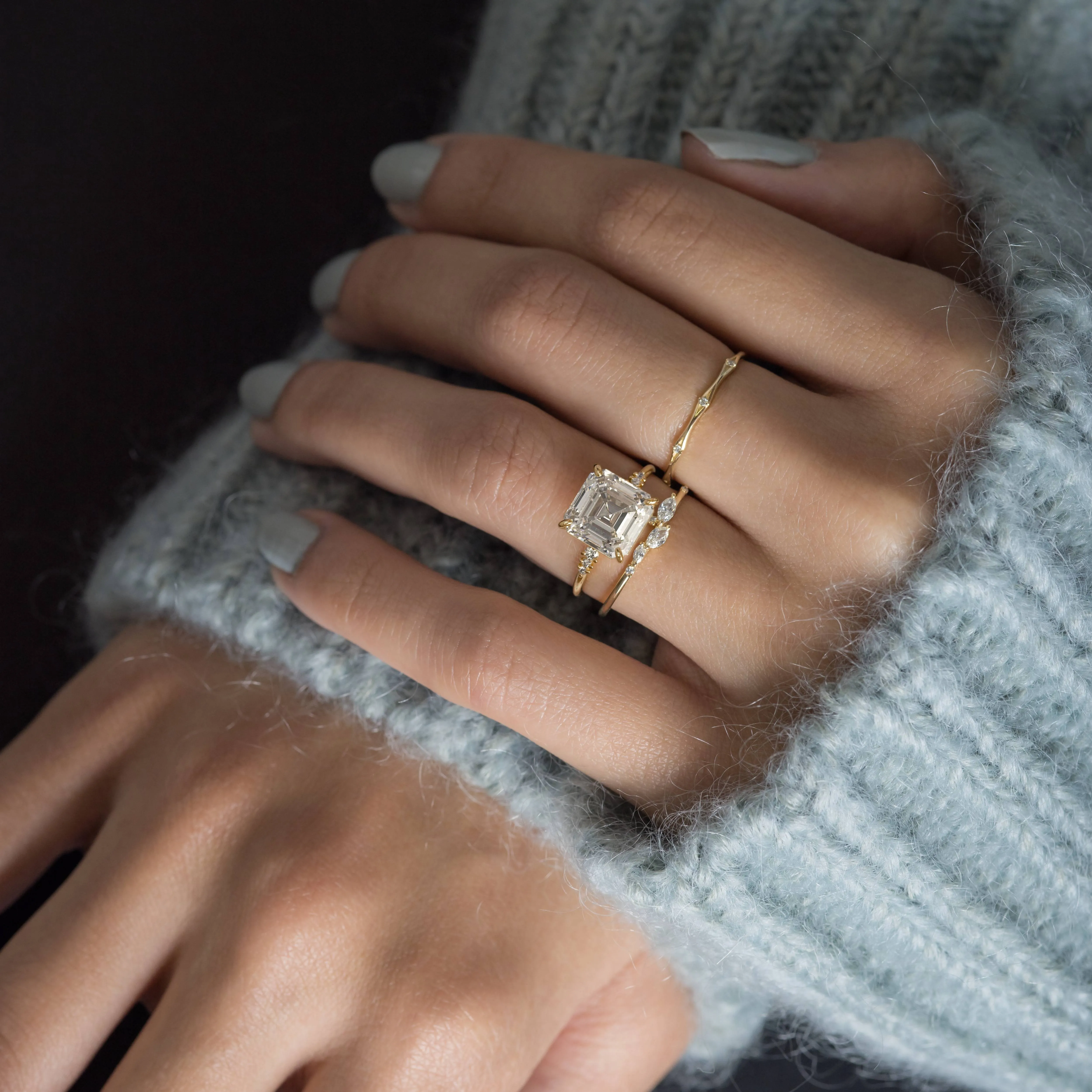 Poppy Seed Ring, Asscher Cut