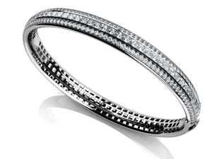 Princess Cut And Round Diamond Bangle with 3.77 ct.(finished) 1.3mm, 2.3mm