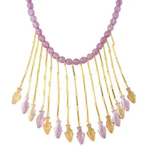 Purple metallic fish necklace