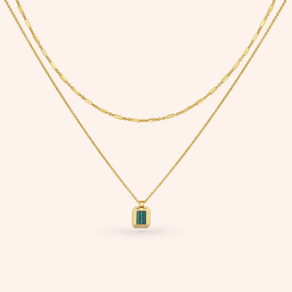 "Emberly" Set of Two Plate Pendant Layering Necklaces