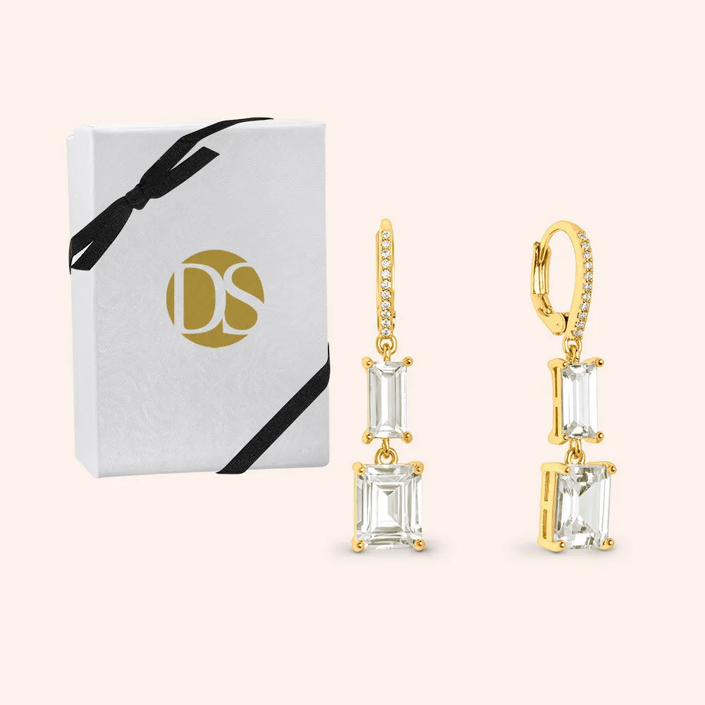 "Zoe" 12CTW Emerald Cut Dangle Earrings