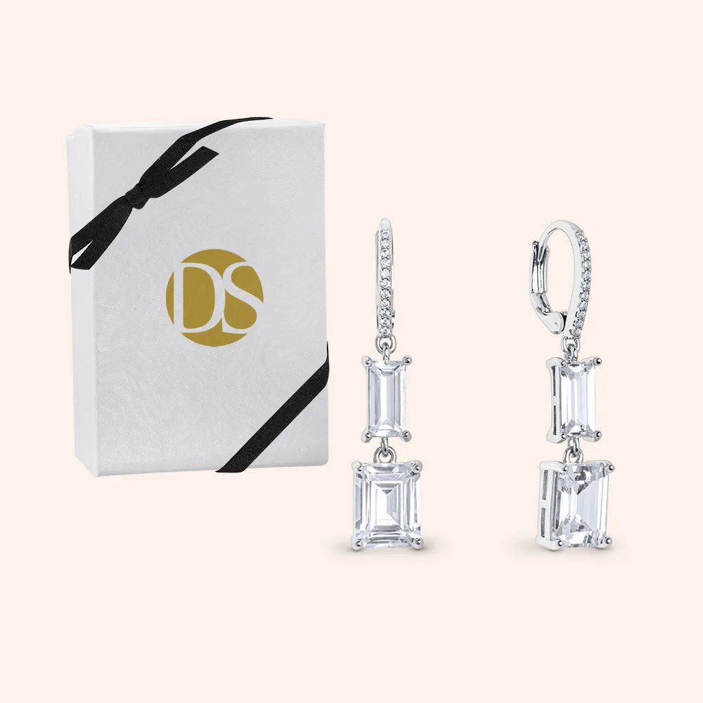 "Zoe" 12CTW Emerald Cut Dangle Earrings