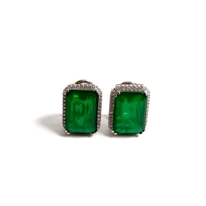 Radiant Cut Emerald Stud