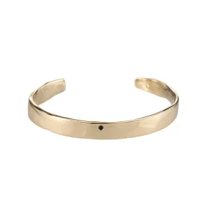 Raw Flat Cuff with Black Onyx - 14K Gold Plated