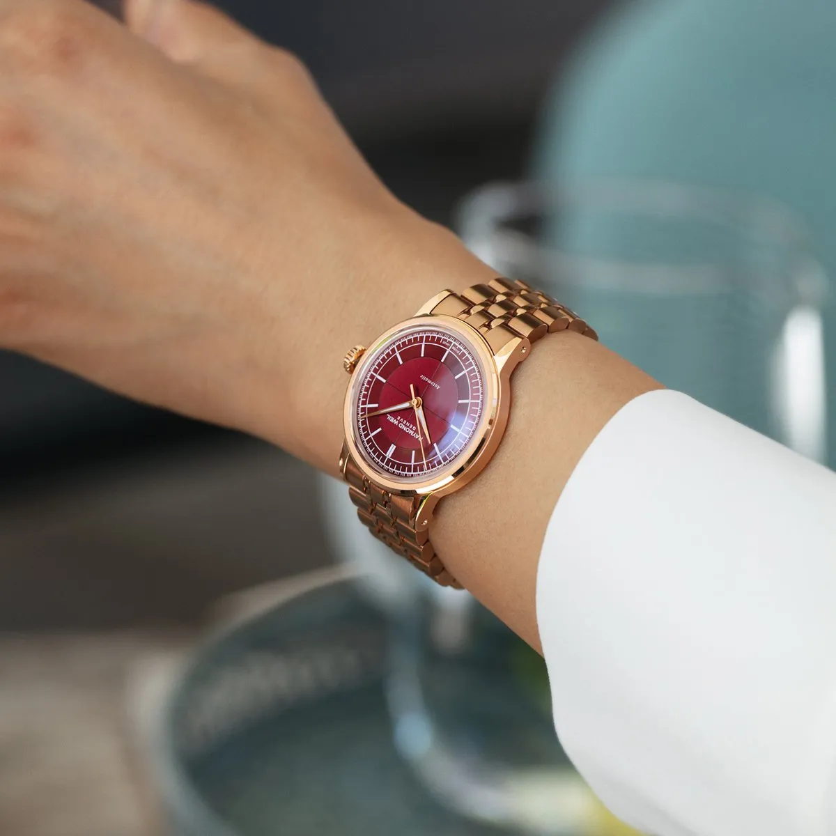 Raymond Weil Millesime Automatic Central Seconds Burgundy Dial 35mm RG PVD Bracelet