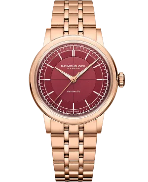 Raymond Weil Millesime Automatic Central Seconds Burgundy Dial 35mm RG PVD Bracelet