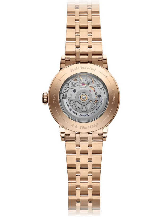 Raymond Weil Millesime Automatic Central Seconds Burgundy Dial 35mm RG PVD Bracelet