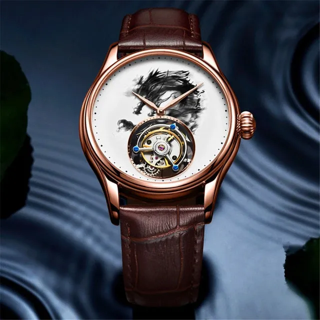 Real Tourbillon Watch Men GUANQIN Watch Skeleton Mechanical Sapphire Mens Watches Top Brand Luxury Clock Men Relogio Masculino