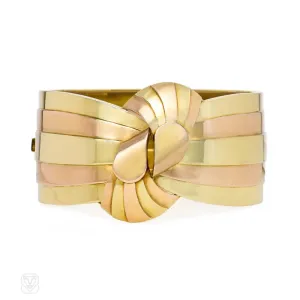 Retro two-color gold knot cuff bracelet, France