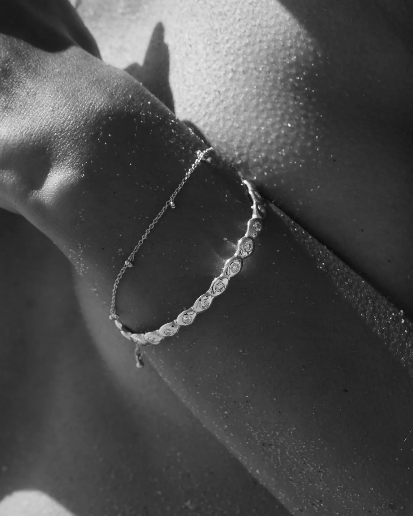 Ripple Diamond Cuff  | Solid White Gold