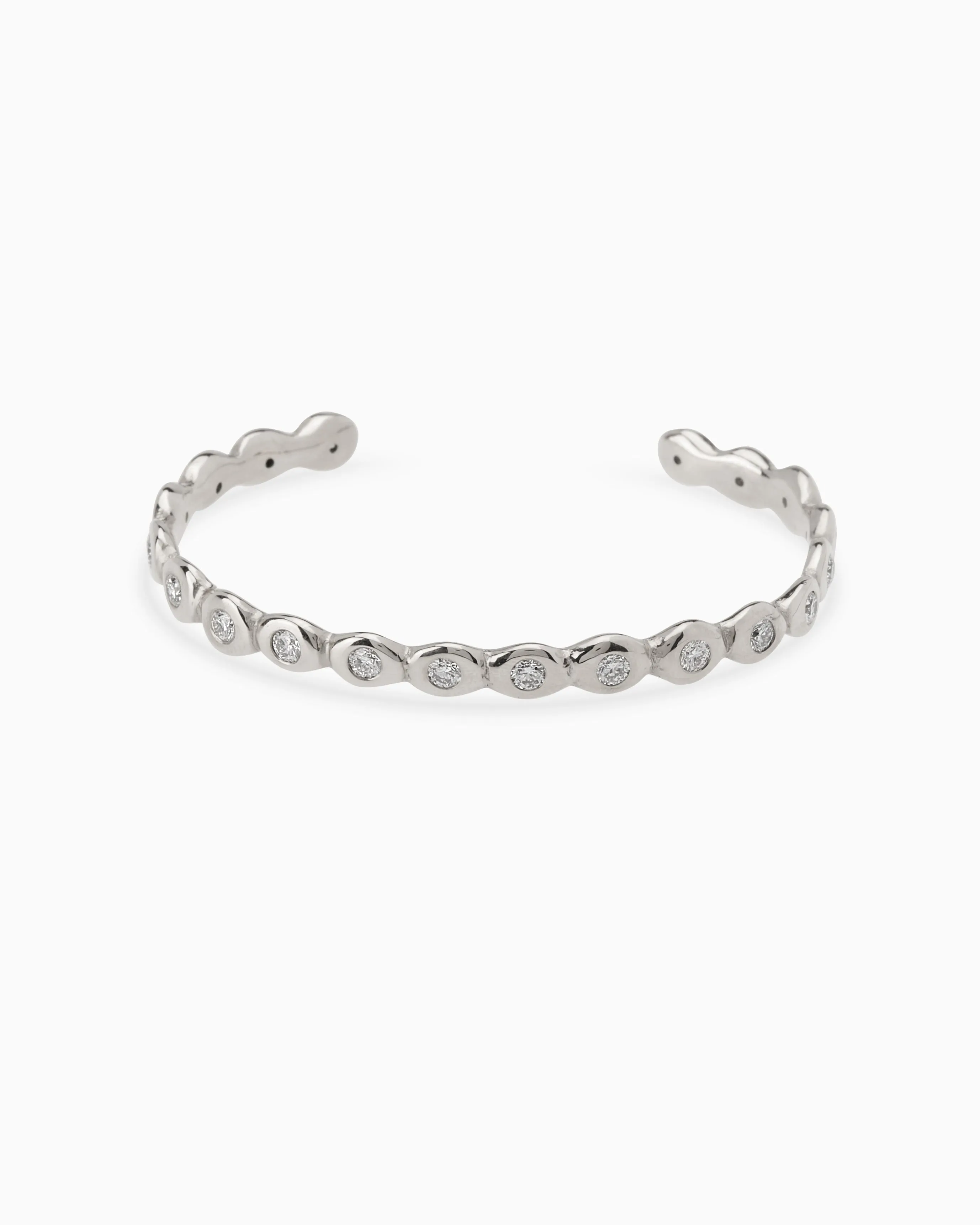 Ripple Diamond Cuff  | Solid White Gold